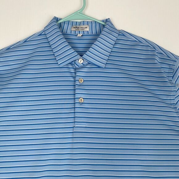 Peter Millar Polo Shirt Mens Sz XL Blue Summer Comfort Stretch Golf Performance - Picture 8 of 13